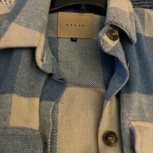 Blank NYC Blue and Cream Plaid Shirt Jacket